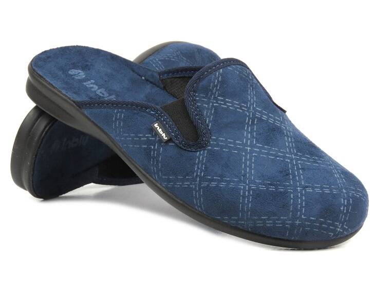 Kapcie męskie z miękką wkładką - INBLU OG-1D, granatowe - Inblu