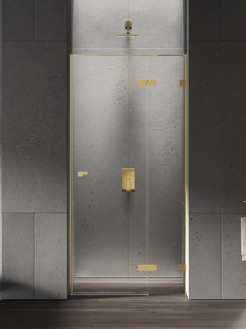 Złote drzwi prysznicowe uchylne 80 cm prawe EXK-4672 Eventa Gold Shine New Trendy