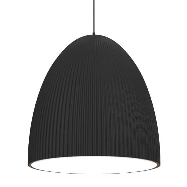 Metalowa lampa salonowa Gandra 5027 Shilo półokrągła wisząca karbowana czarna