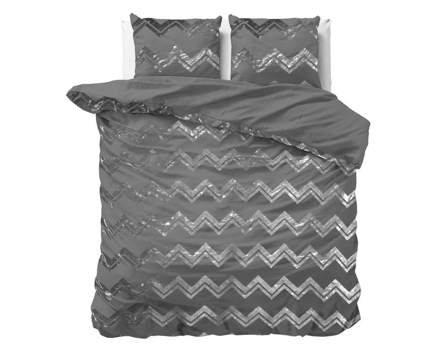 240x220 WAVE kpl pościeli mikrofibra  z foliowym nadrukiem szary