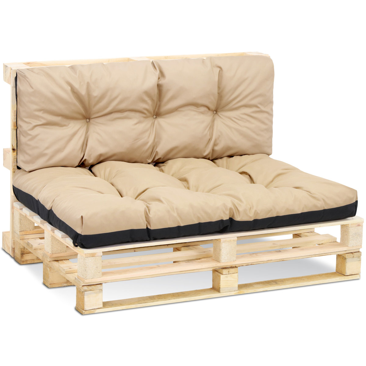Poduszki na palety na zewnątrz - SET: 40x120 cm + 80x120 cm - siedzisko na europalety nadające się do prania beżowy