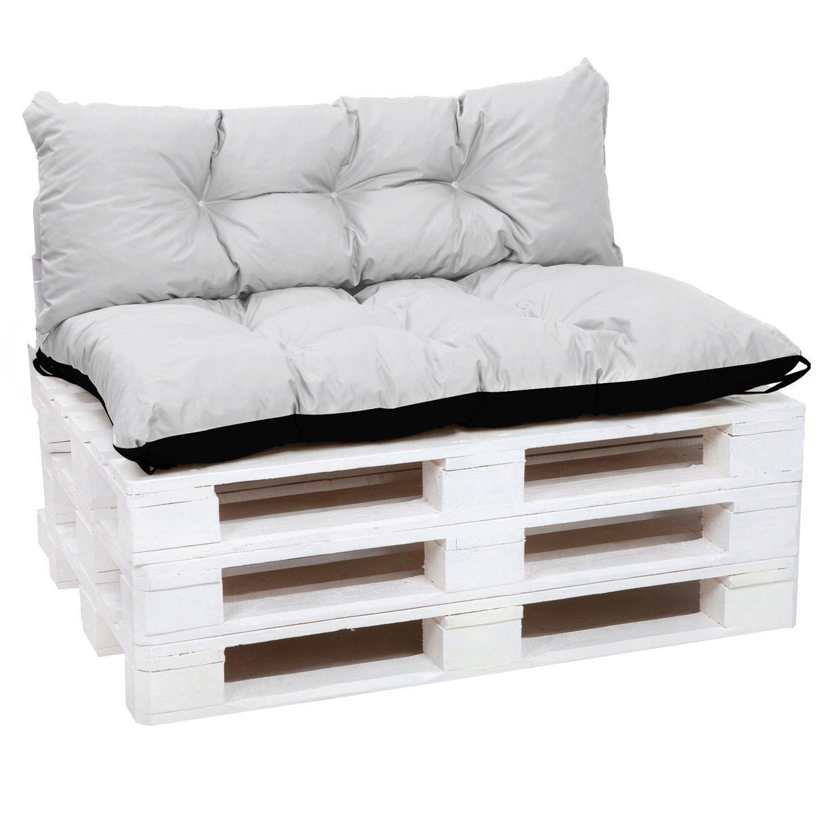 Poduszki na palety na zewnątrz - SET: 40x120 cm + 80x120 cm - siedzisko na europalety nadające się do prania jasno szary