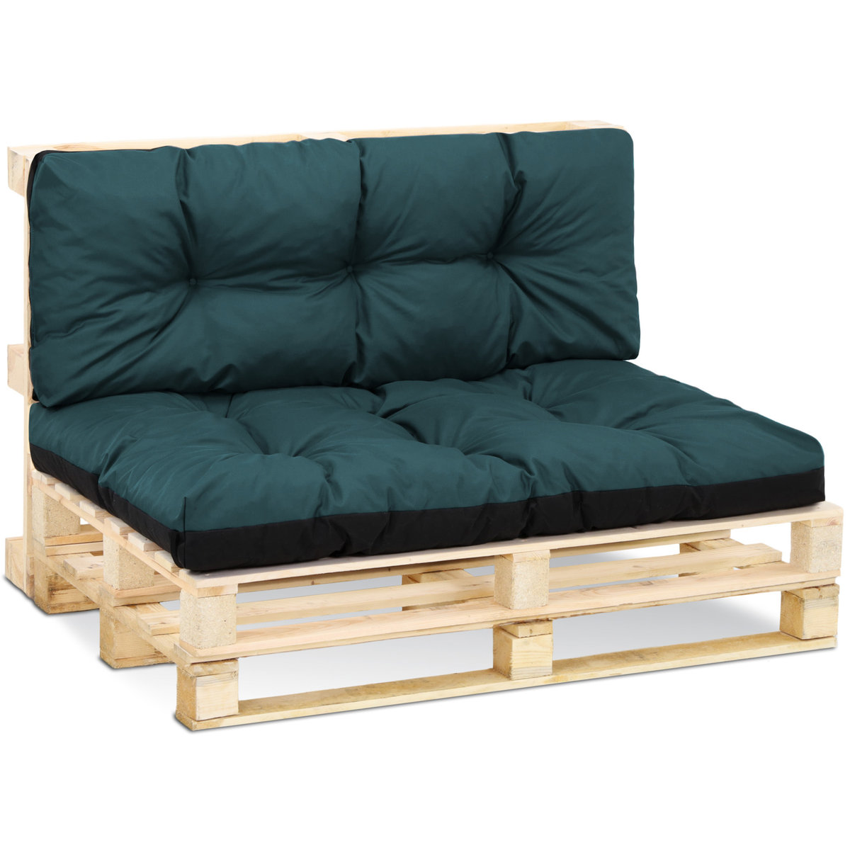 Poduszki na palety na zewnątrz - SET: 40x120 cm + 80x120 cm - siedzisko na europalety nadające się do prania zielony