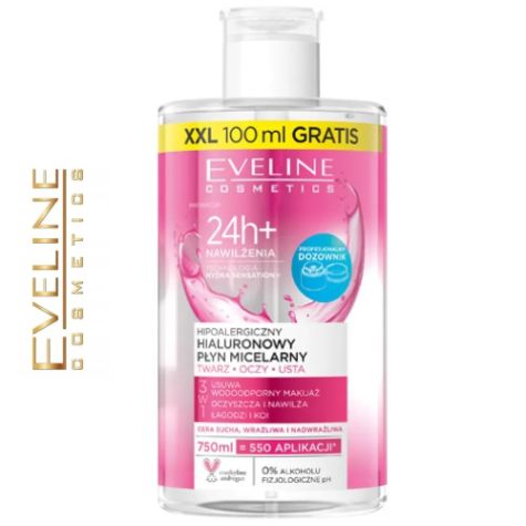 Eveline Hipoalergiczny Płyn Micelarny 3w1, 24h+ nawilżenia