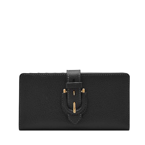 Fossil Tab Bifold Harwell dla kobiet skóra LiteHide, SL10032001, czarny, 17.15 cm L x 1.91 cm W x 8.89 cm H, Casual