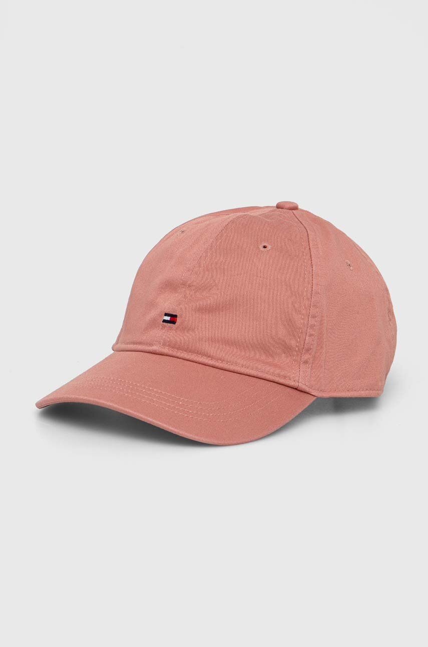 Tommy Hilfiger czapka z daszkiem bawełniana kolor różowy gładka