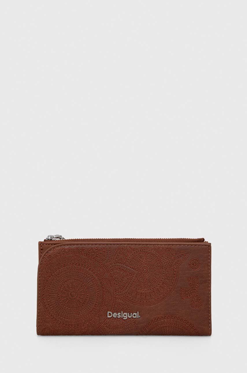 Desigual portfel damski kolor brązowy