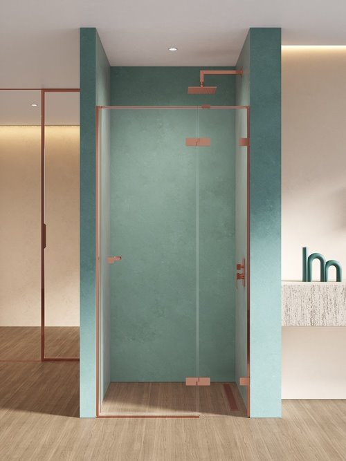 Miedziane drzwi prysznicowe uchylne 80 cm prawe EXK-6353 Eventa Copper Shine New Trendy