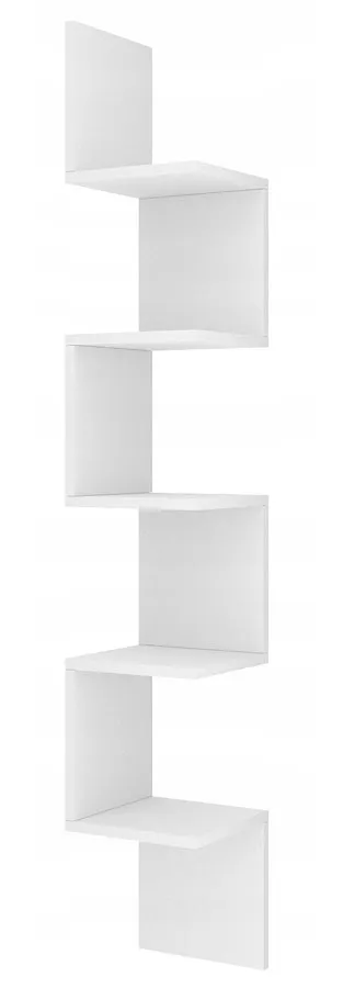 Biała Narożna Półka Wisząca Schodkowa S2-E05
