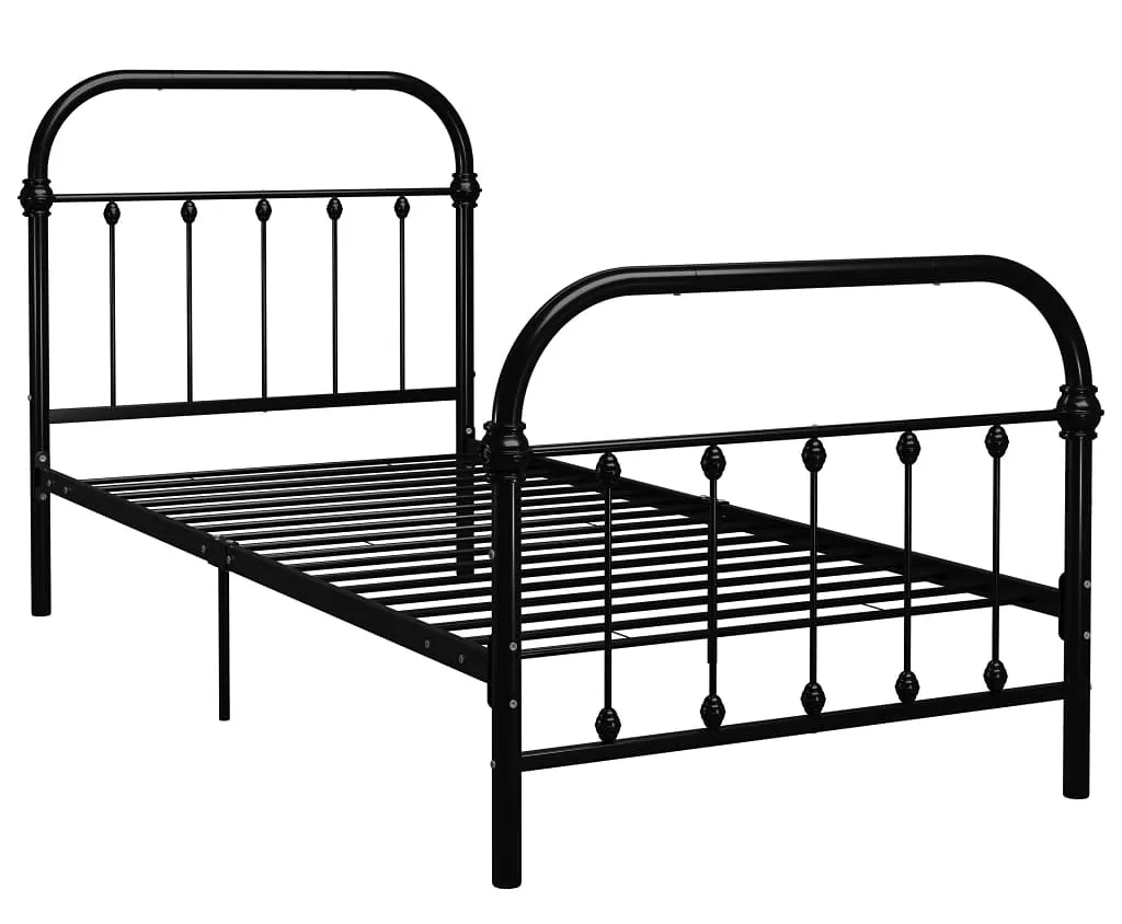Czarne Metalowe Łóżko Loftowe 100X200 Cm P1-G85