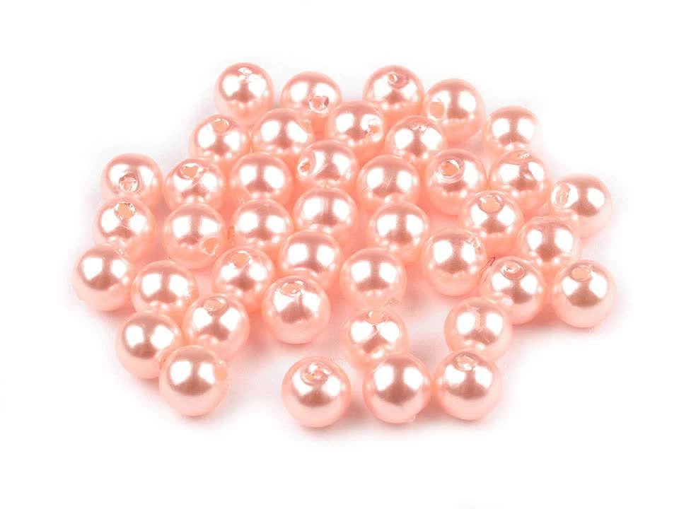 Perełki Plastik Glance Łosoś 6Mm 50Szt