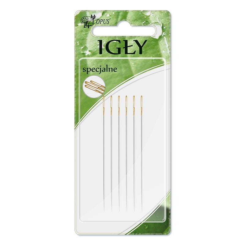 Igły do nawlekania koralików i korali, karnet 6 szt., 0,41mm, długość 48mm