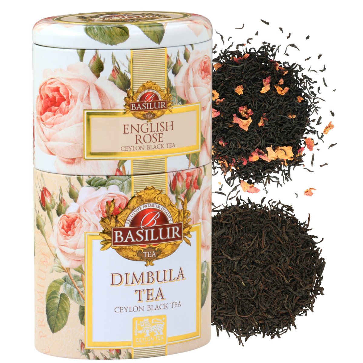 BASILUR English Rose & Dimbula 2 in 1 - czarna herbata liściasta w ozdobnej puszce, 100g x1