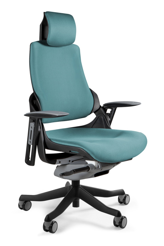 Unique Wau fotel biurowy czarny/tkanina tealblue W-609-B-BL413