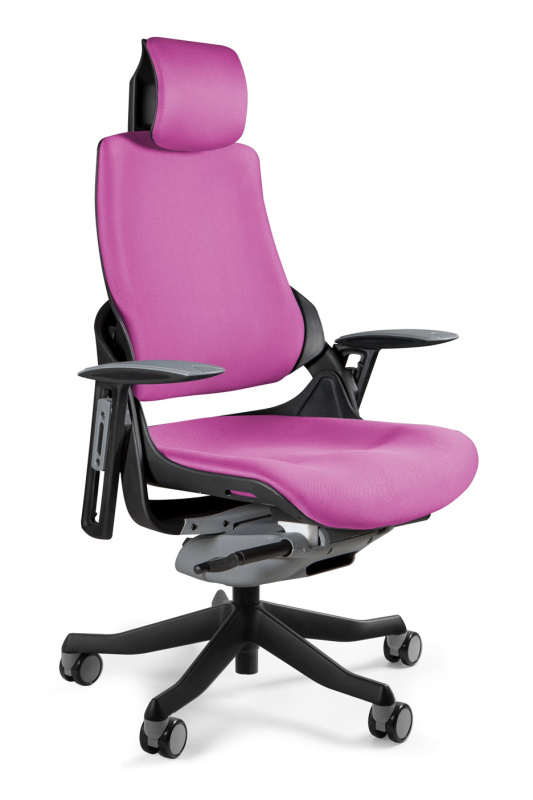 Unique Wau fotel biurowy czarny/tkanina magenta W-609-B-BL401