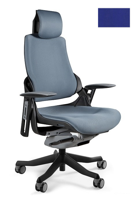 Unique Wau fotel biurowy czarny/tkanina royalblue W-609-B-BL415