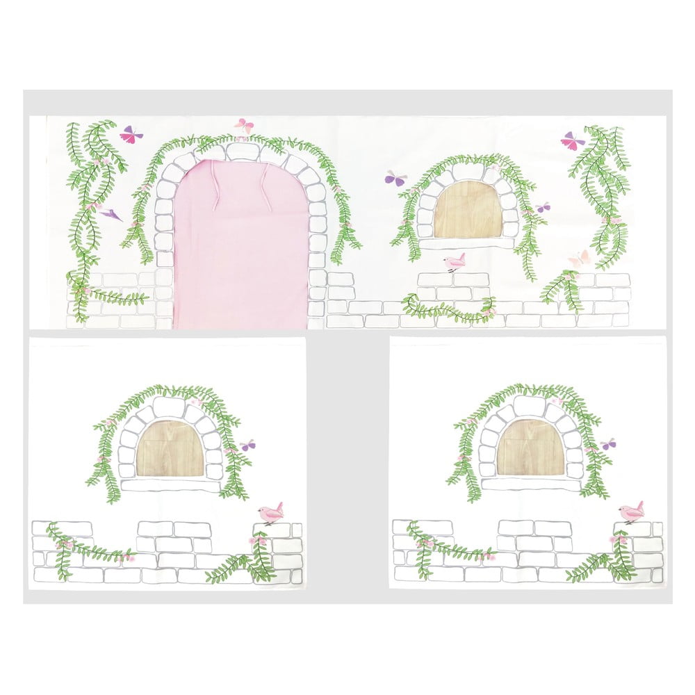 Zestaw 3 bawełnianych zasłonek do łóżka Vipack Birdy