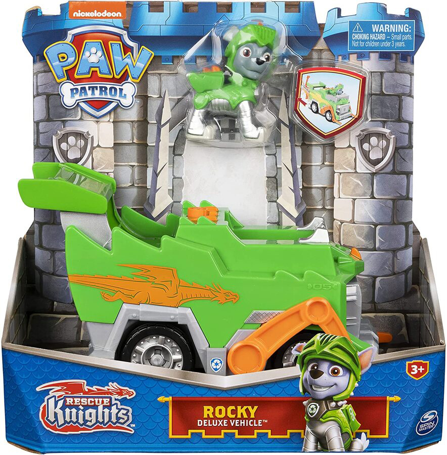 Samochód Spin Master Paw Patrol Rescue Knights Rocky Deluxe Vehicle z figurką (0778988383810)