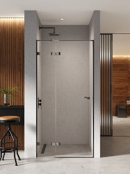 Czarne drzwi prysznicowe uchylne 90 cm lewe EXK-6129 Eventa Black Chrome New Trendy