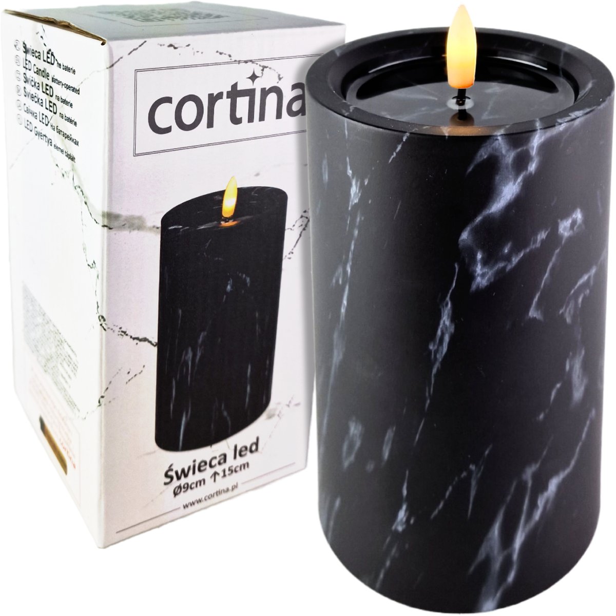 ŚWIECZKA NA BATERIE Z EFEKTEM PŁOMIENIA 15CM BLACK ŚWIECA LED DEKORACYJNA
