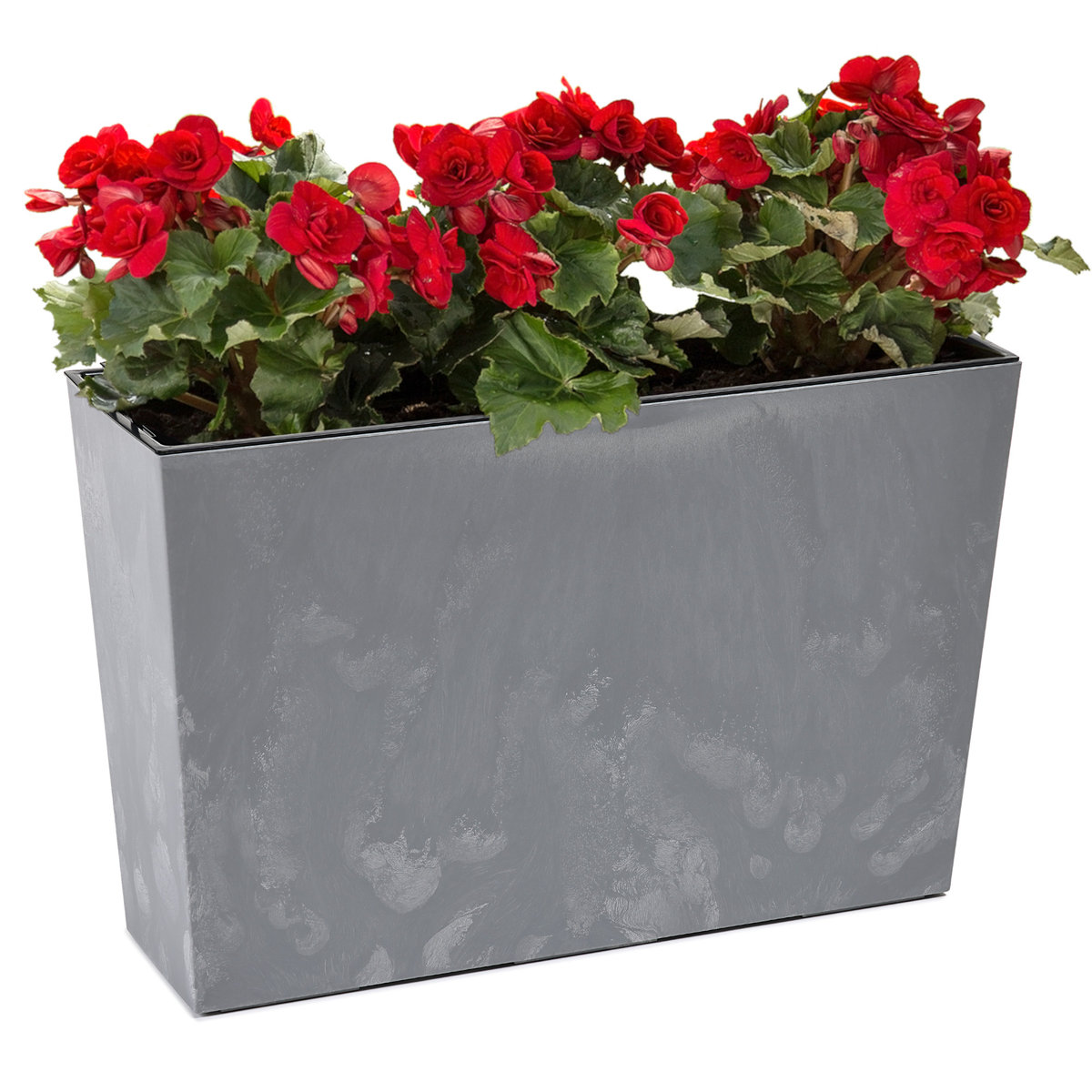 Donica kwietnik efekt betonu wkład Szary Mat 56x19 H36,5cm Prostokątna