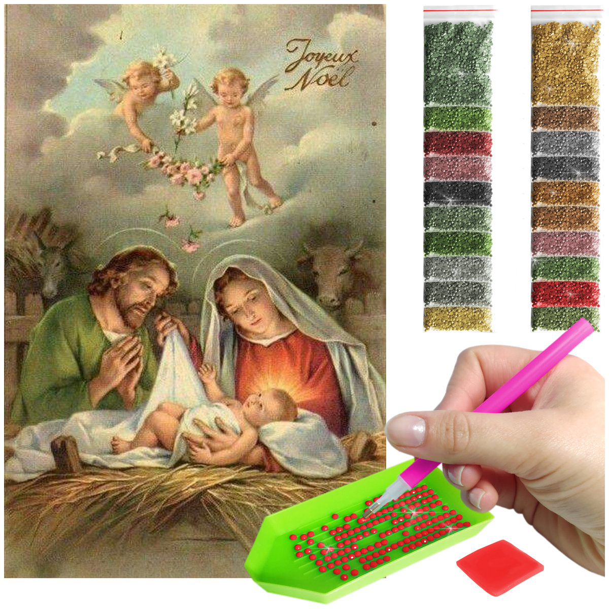 Haft Diamentowy Diamond Painting mozaika Boże Narodzenie zestaw akcesoria