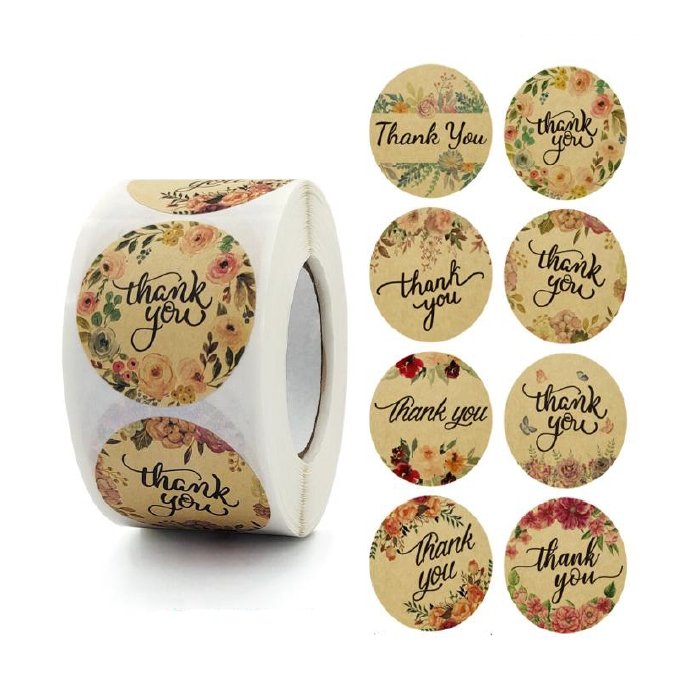 Naklejki Ozdobne Okrągłe 3,8Cm Thank You 100 Szt.