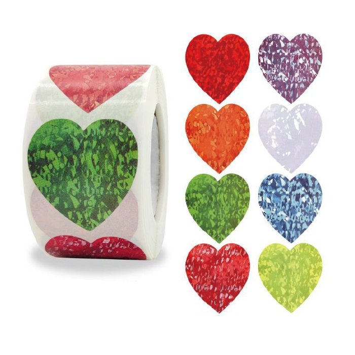 Naklejki Ozdobne 3,8Cm Serca Kolorowe Mix 500 Szt.