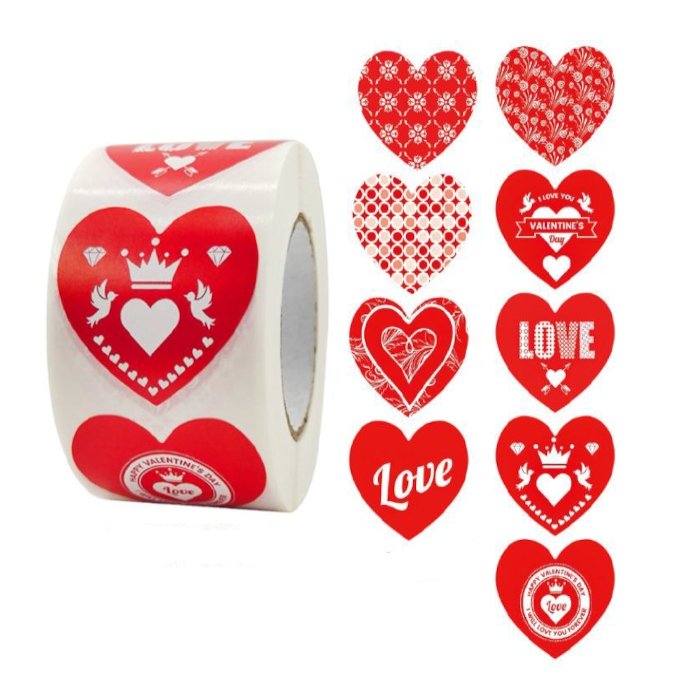 Naklejki Ozdobne 3,8Cm Serca Walentynki Mix 20Szt