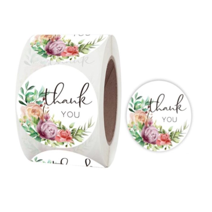 Naklejki Ozdobne Okrągłe 3,8 Cm Thank You 20 Szt.