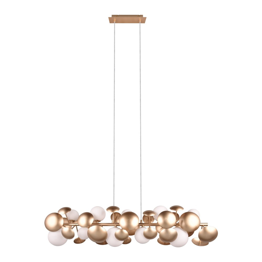 Lampa wisząca w biało-złotym kolorze ze szklanym kloszem Bubble – Trio Select