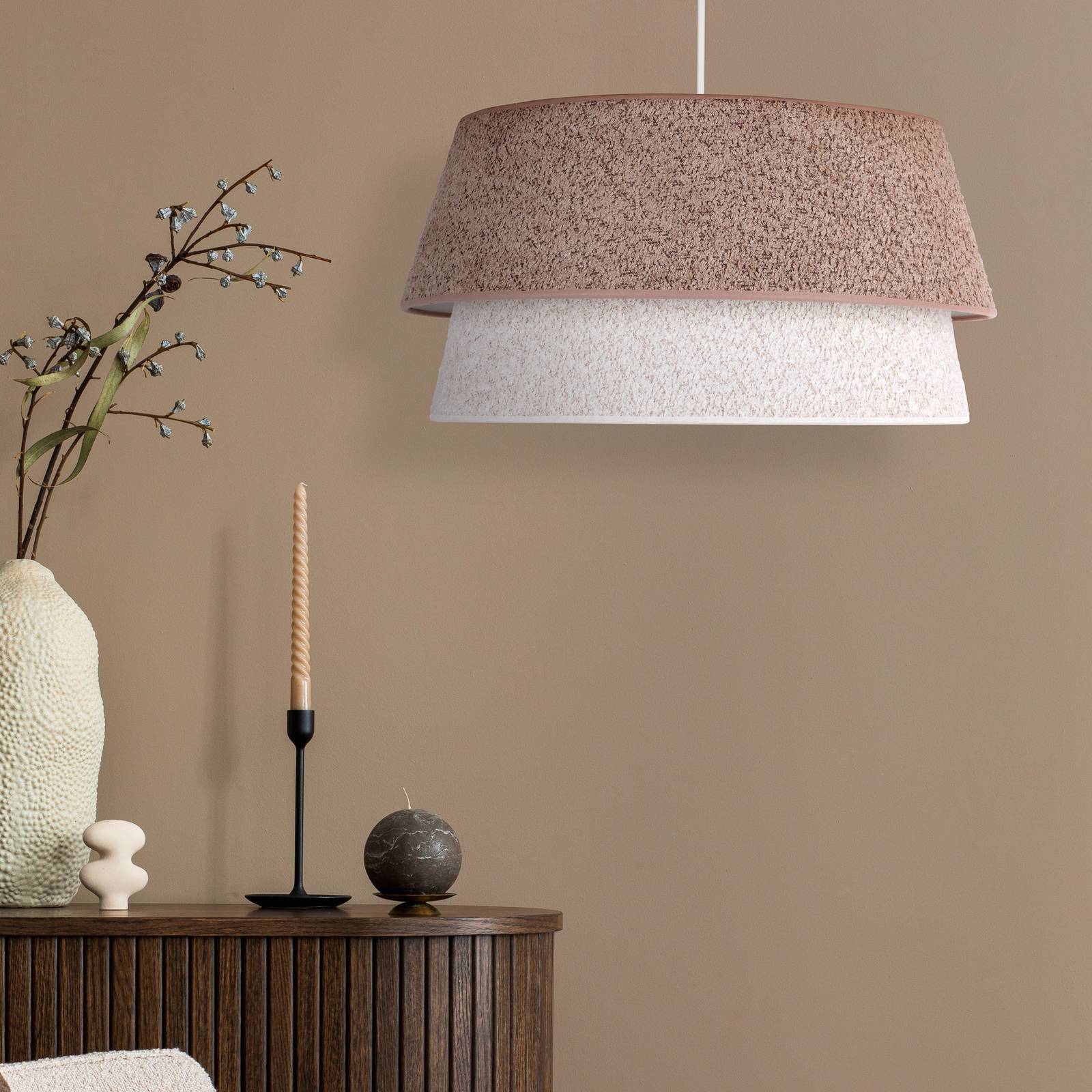 Euluna Żyrandol Boucle, Ø 50 cm, cappuccino/ecru