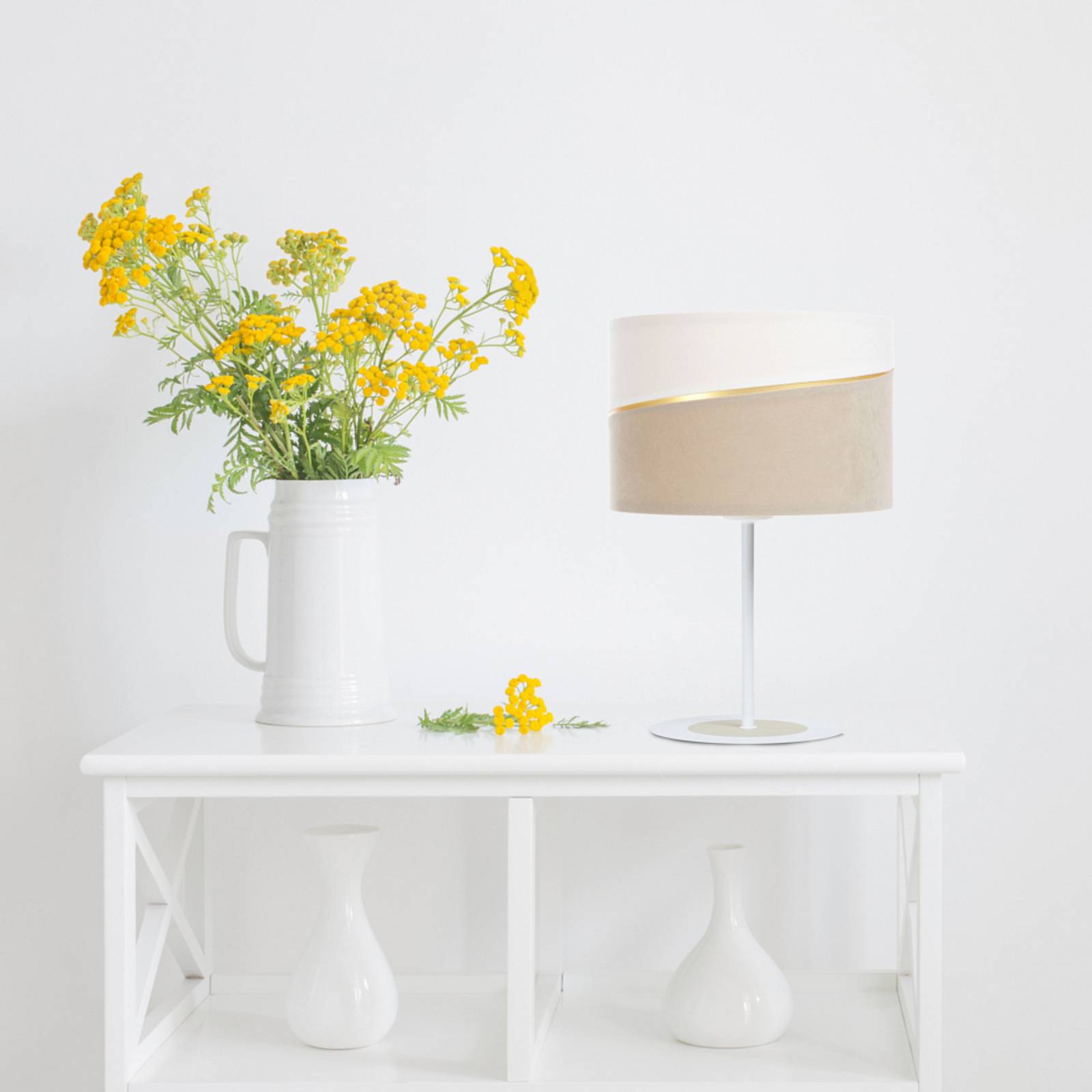 Euluna Lampa stołowa Susan, biała/beżowa/złota