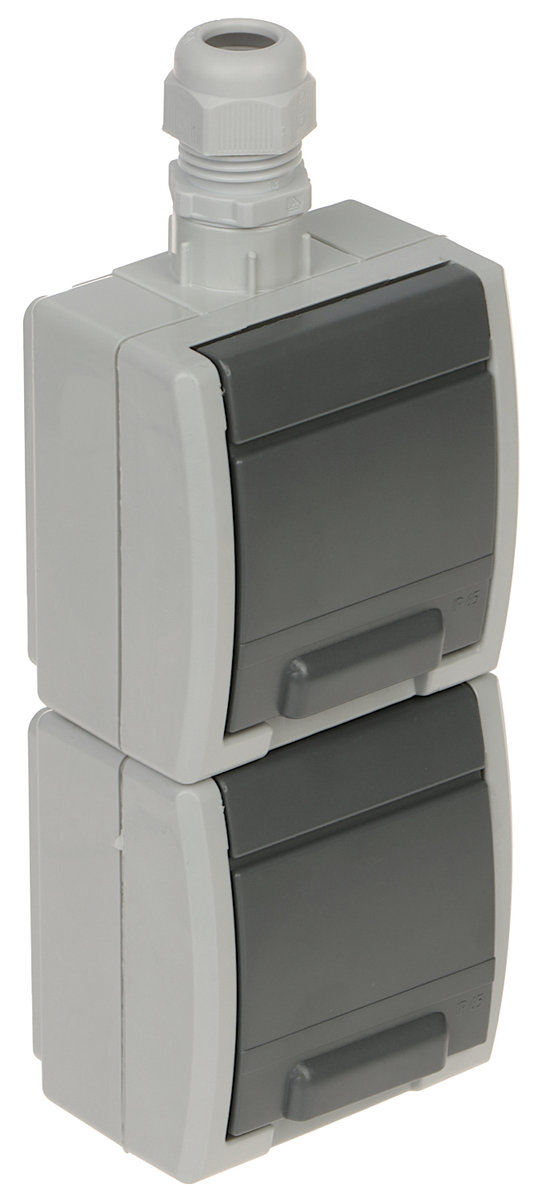 GNIAZDO NATYNKOWE PODWÓJNE AQUANT-G2/V2/EPN 230V AC 16A IP65 Elektro-Plast