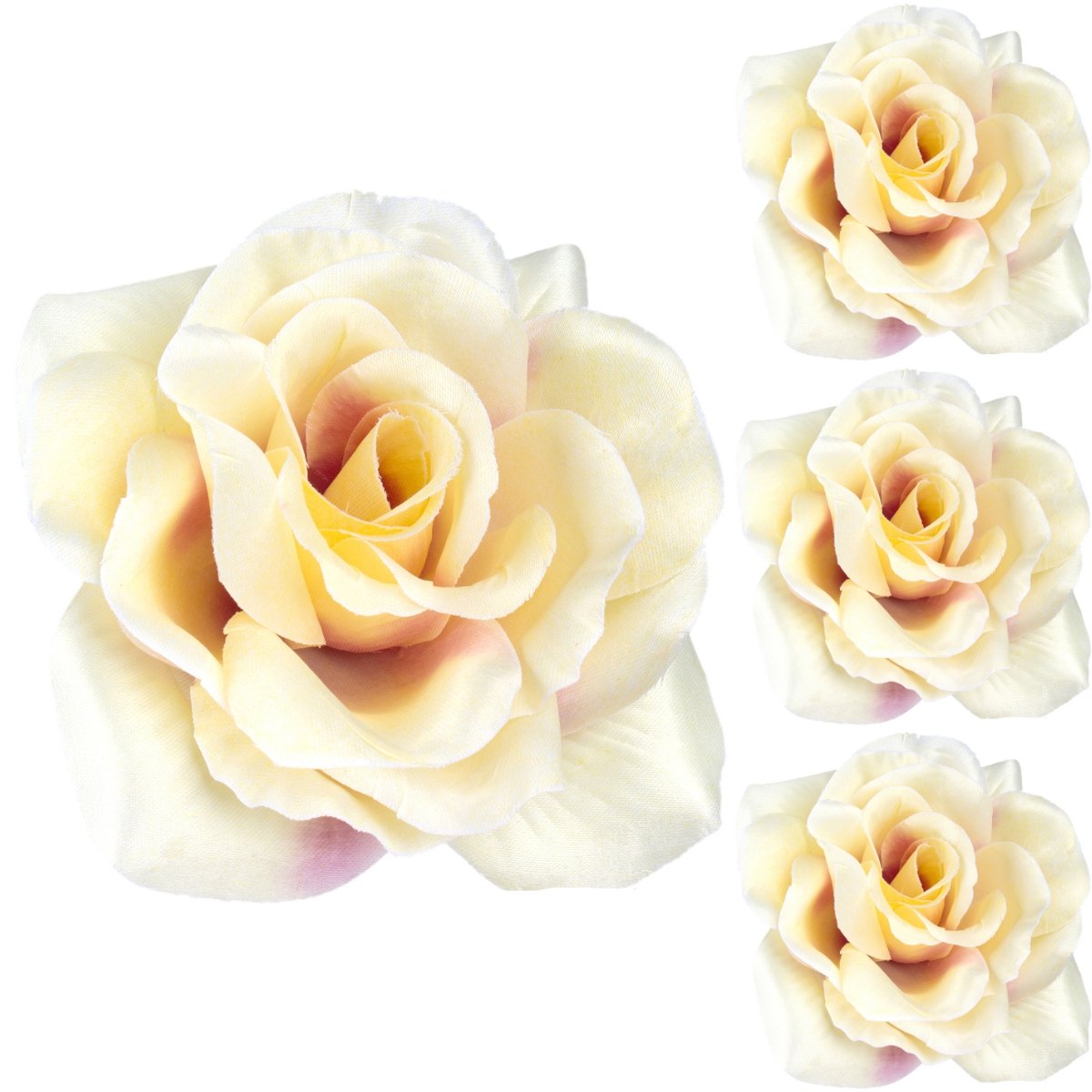 Róża Satynowa Główka Wyrobowa Kremowo-Fiołkowa 3sz