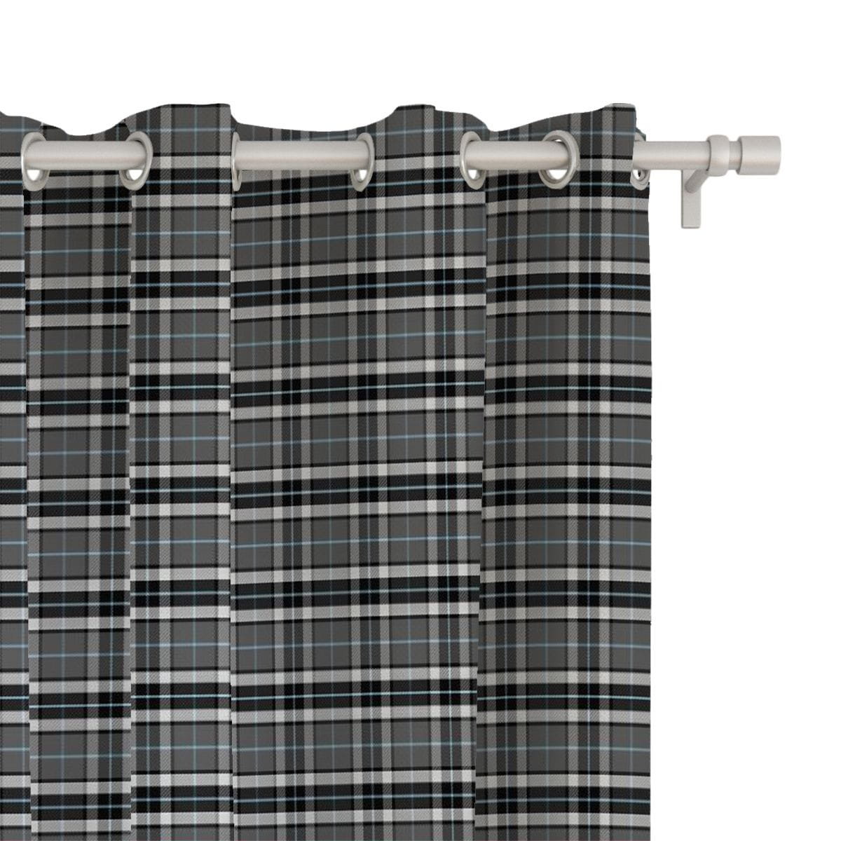 Zasłona CLASSIC wzór CL06 | szara krata z niebieskimi pasami 150 x 230 cm tkanina standard