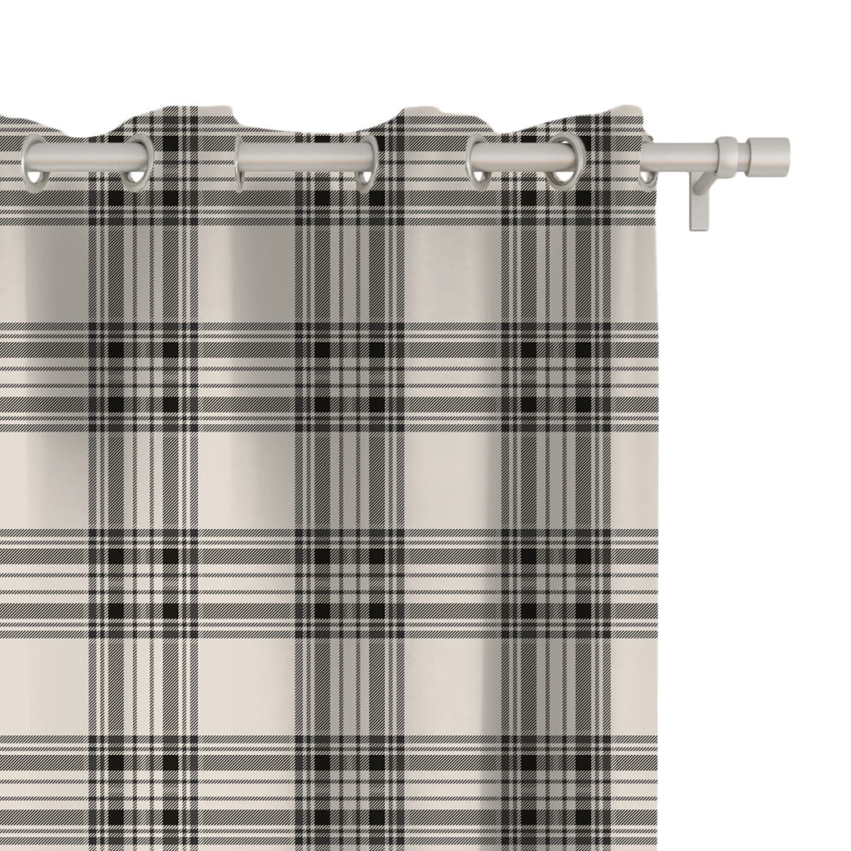 Zasłona CLASSIC wzór CL12 Beżowa krata 150 x 300 cm tkanina standard