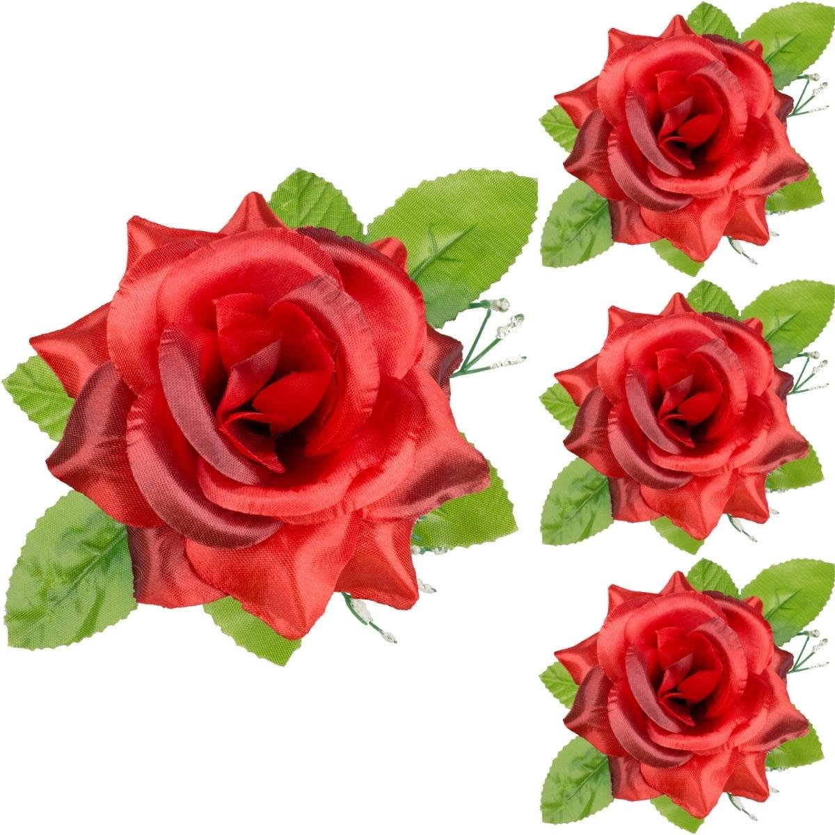 Róża Satyna Z Listkami Wyrobowa Pomarańcz-Brąz 3sz