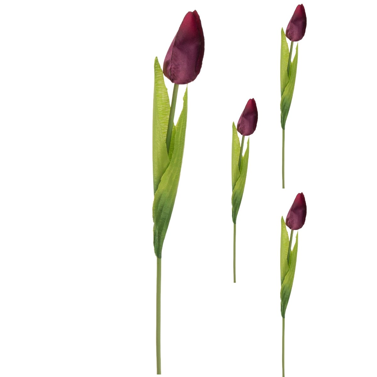 Tulipan Purpurowy Sztuczna Gałązka Ozdobna 3 szt
