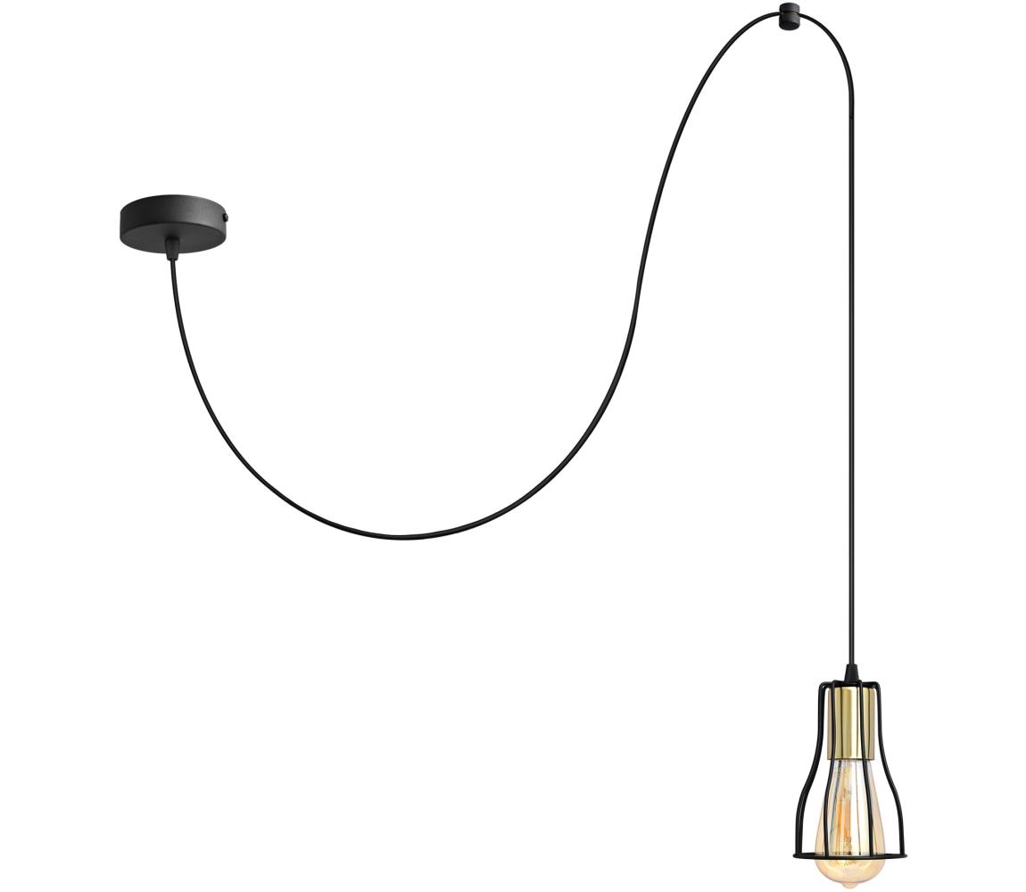 Żyrandol na lince TUBE 1xE27/15W/230V czarny/złoty