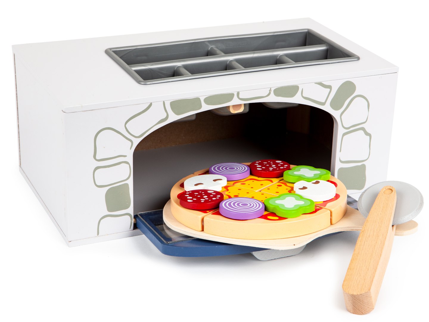 Drewniany piec do pizzy + dodatki kuchnia akcesoria kuchenne dla dzieci PS