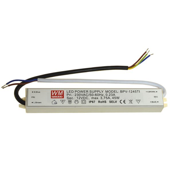 Zasilacz LED 12V 45W napięciowy IP67 aluminium