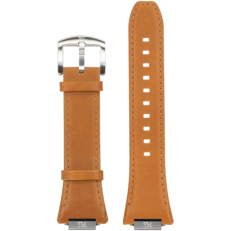 Ralph Giallo Pasek do etui na Apple Watch pomarańczowy ze srebrną sprzączką - skórzany