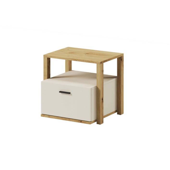 Stolik nocny LENNY LY-07 Dąb artisan + beż + truflowy