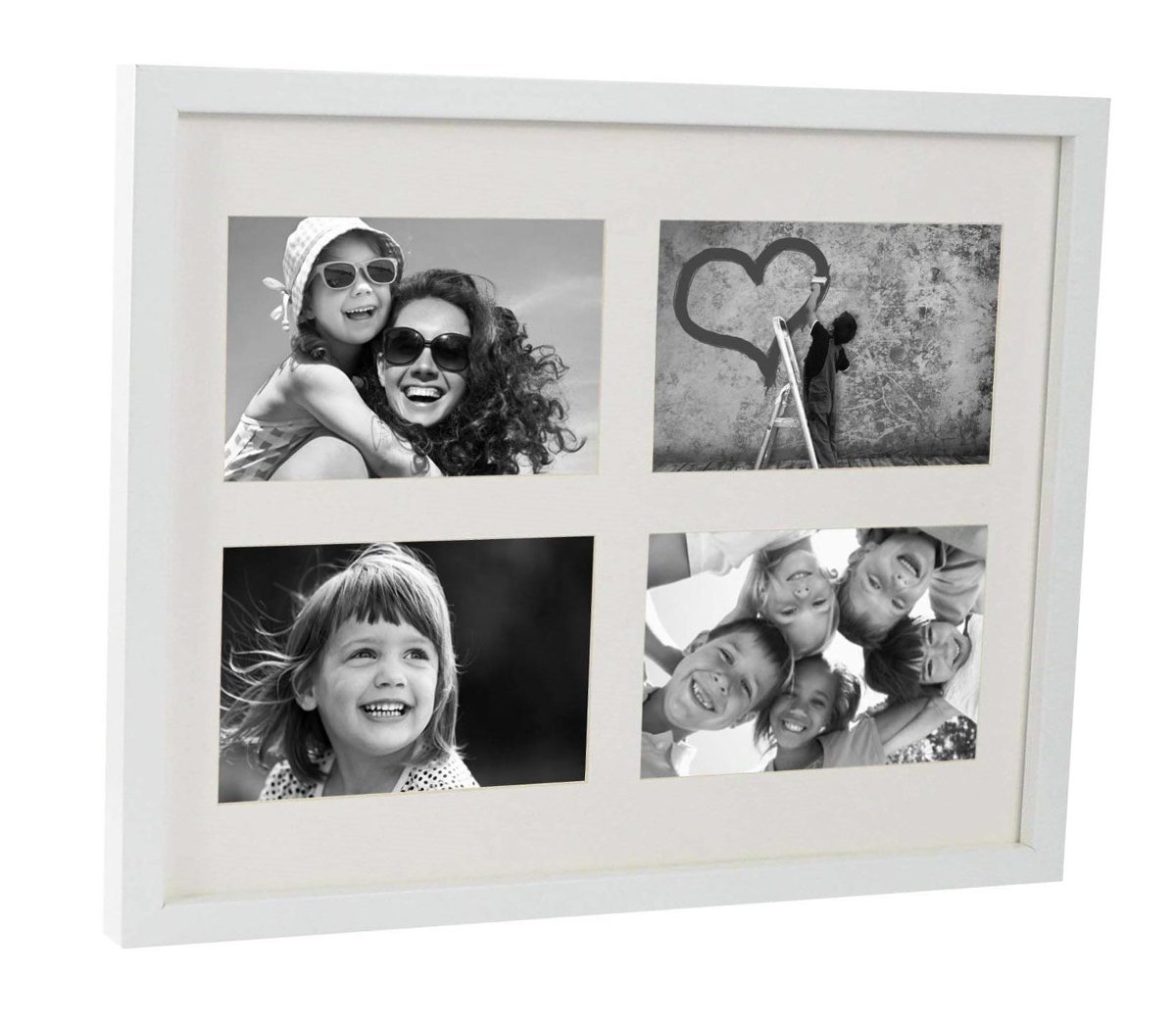 Ramka na zdjęcia multiramka galeria collage 28x35 cm. na 4 zdjęcia 10x15 cm. biała BD art mdf/szkło