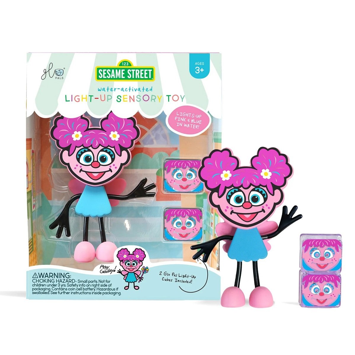 Postać do kąpieli Abby Glo Pals - zestaw z dwiema kostkami sensorycznymi świecącymi w wodzie