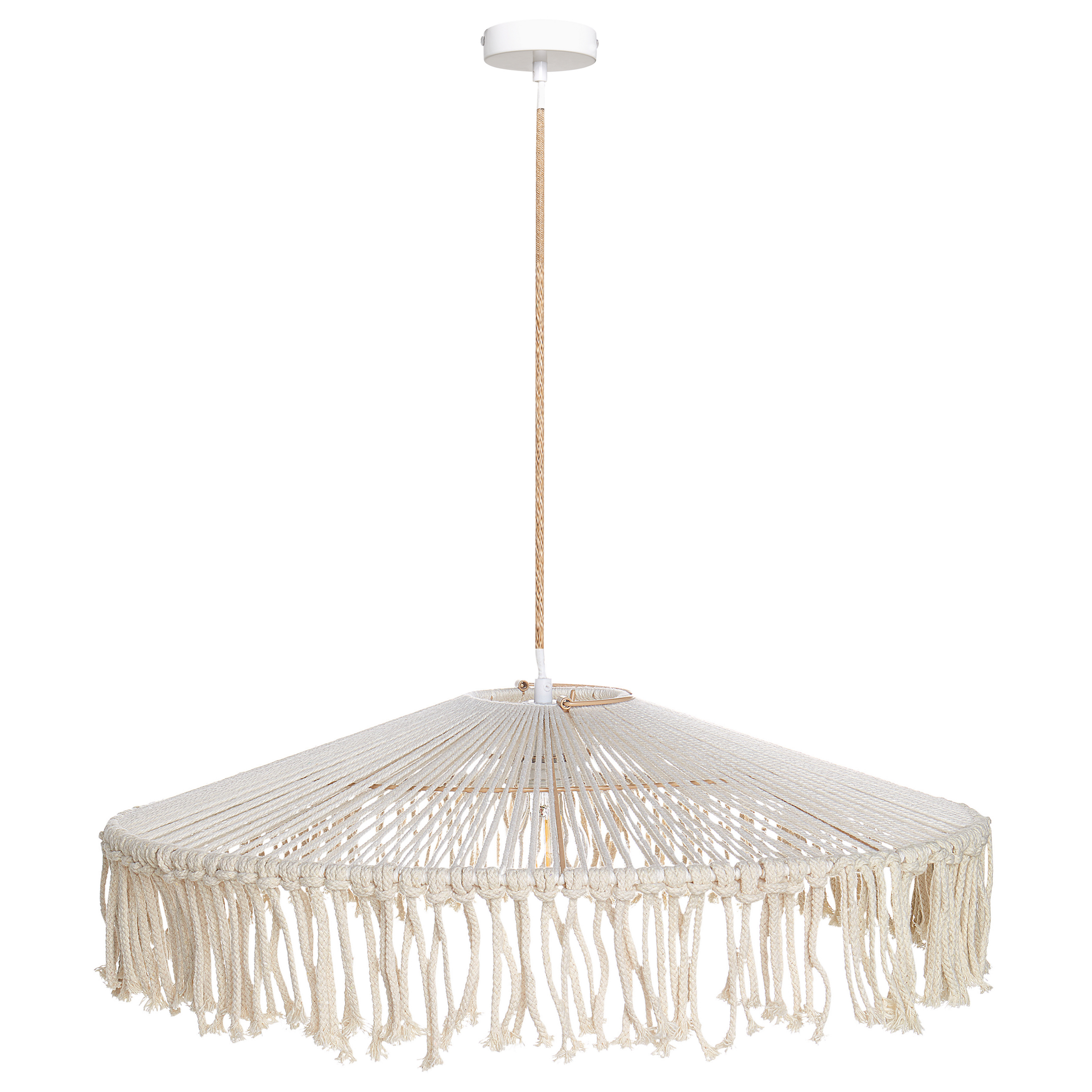 Lampa wisząca z frędzlami beżowa AKOBO