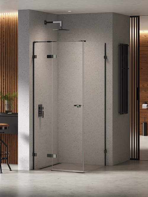 New Trendy Czarna kabina prysznicowa 90x110 lewa EXK-6154 Eventa Black Chrome
