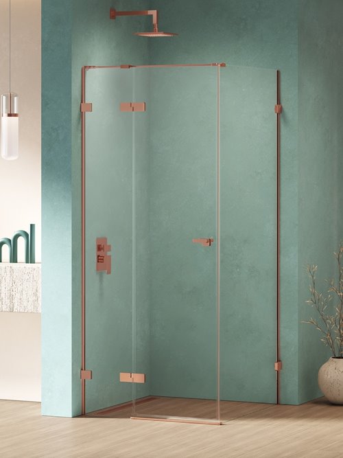 New Trendy Czarna kabina prysznicowa 90x90 lewa EXK-6378 Eventa Copper Shine