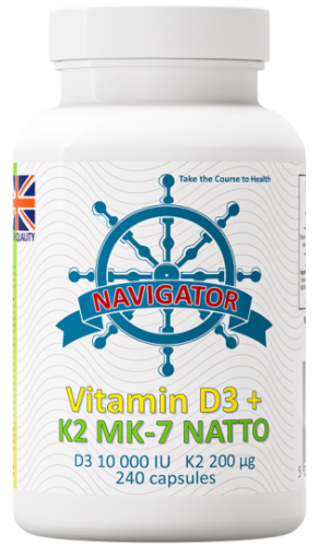 Witamina D3 10 000 IU+K2 MK7 200μg 240 kaps (Navigator)